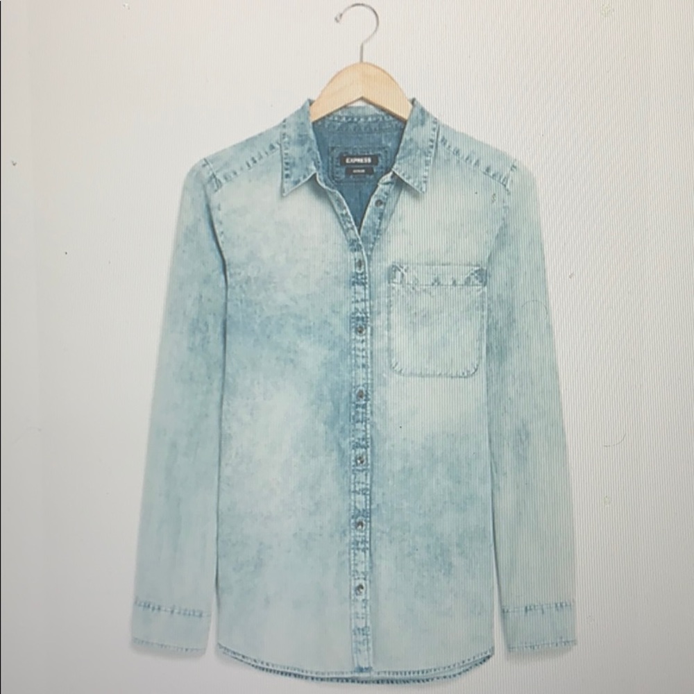 Acid Wash Denim Boyfriend Shirt